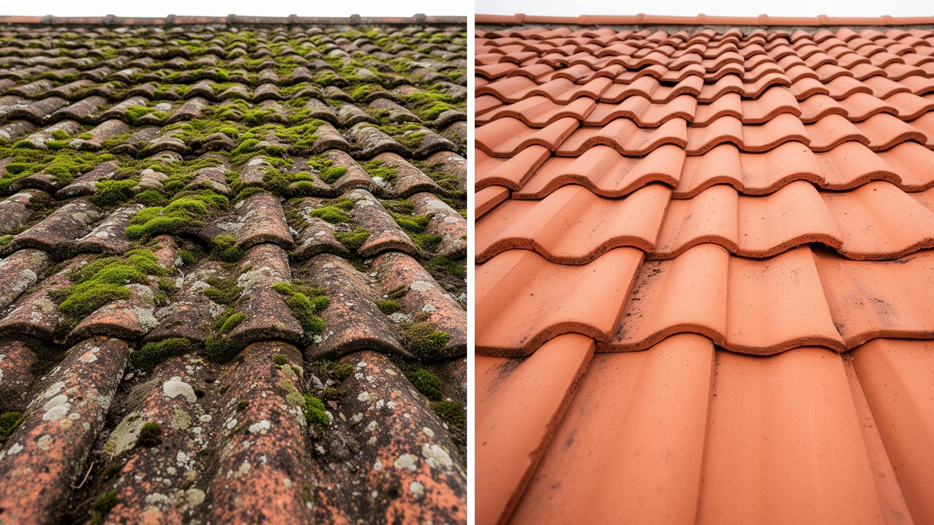 Roof Cleaning before and after